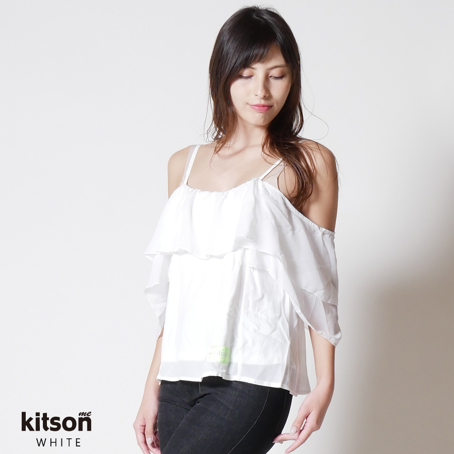 kitson me オフショルフリルキャミトップス